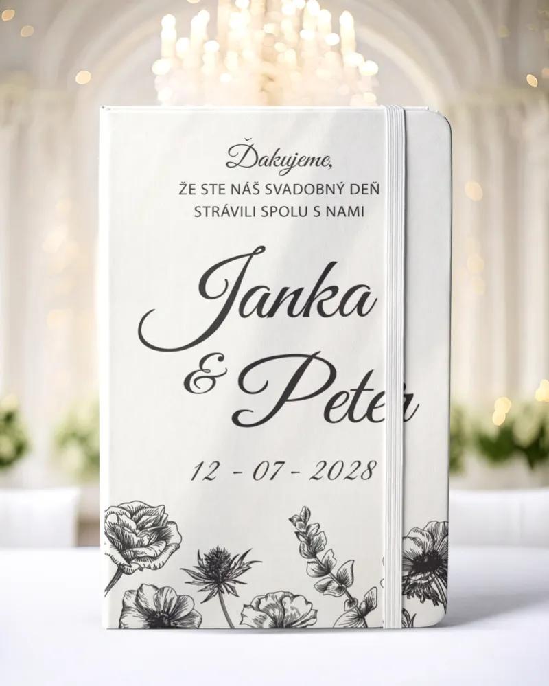 Personalizovaný svadobný zápisník pre hostí - vzor Poľné kvety svetlé