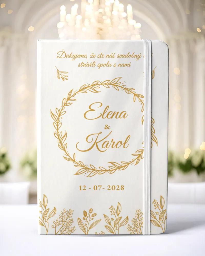 Personalizovaný svadobný zápisník pre hostí - zlatý motív