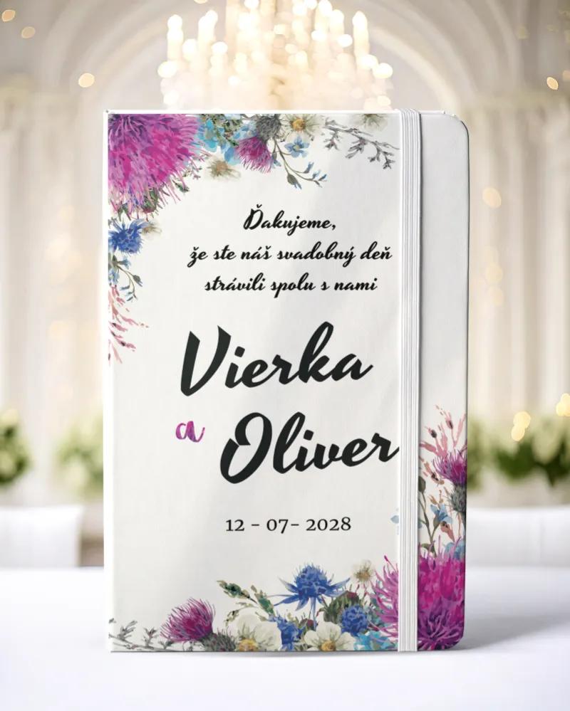 Personalizovaný svadobný zápisník pre hostí - vzor Pestré poľné kvety