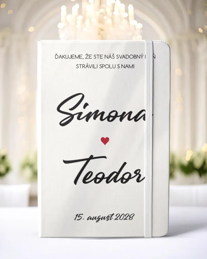 Personalizovaný svadobný zápisník pre hostí - vzor Jedno srdce