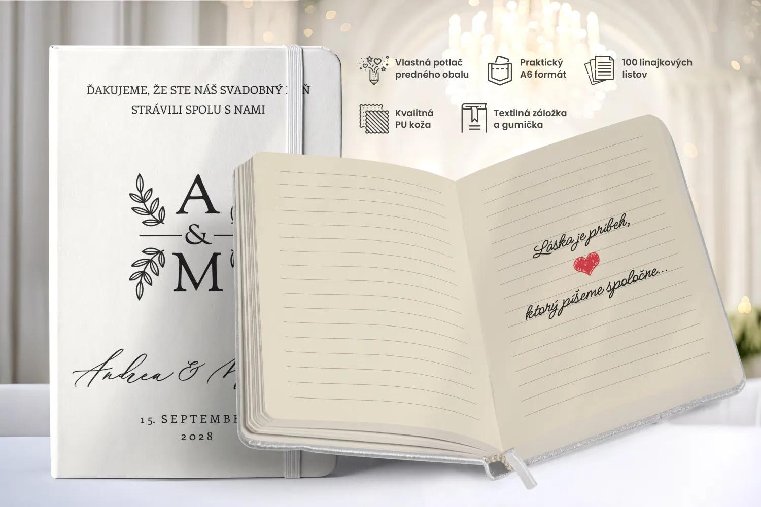 Personalizovaný svadobný zápisník pre hostí - vzor Jednoduchá láska I 1/2