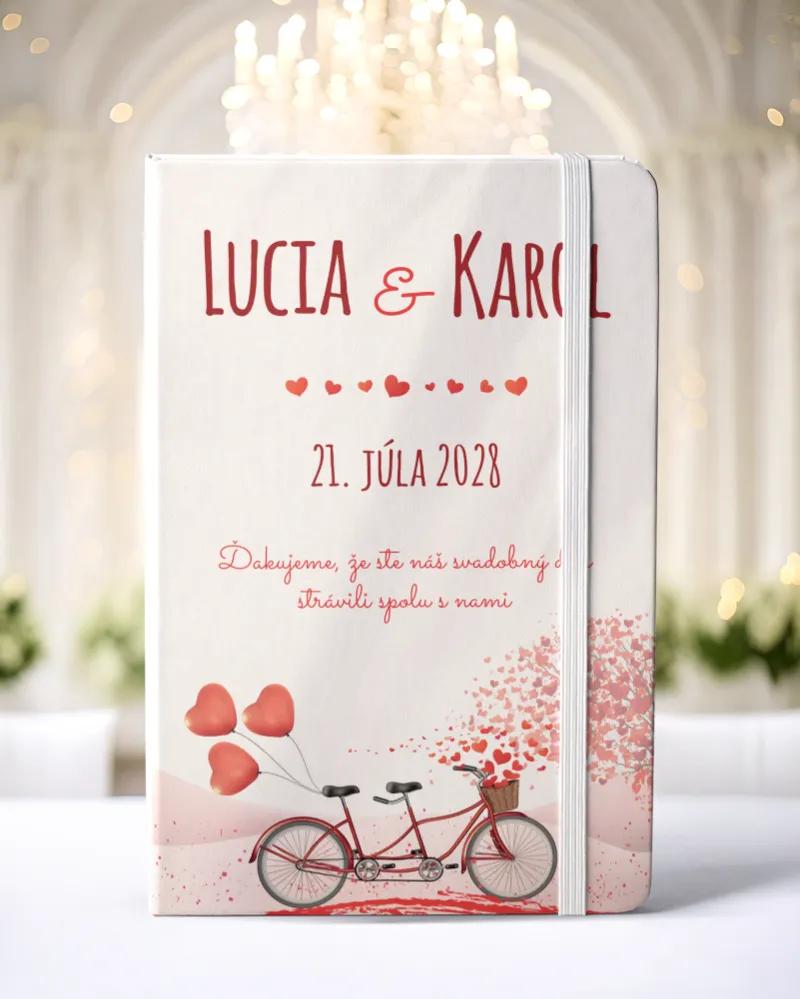 Personalizovaný svadobný zápisník pre hostí - vzor Svadobný bicykel