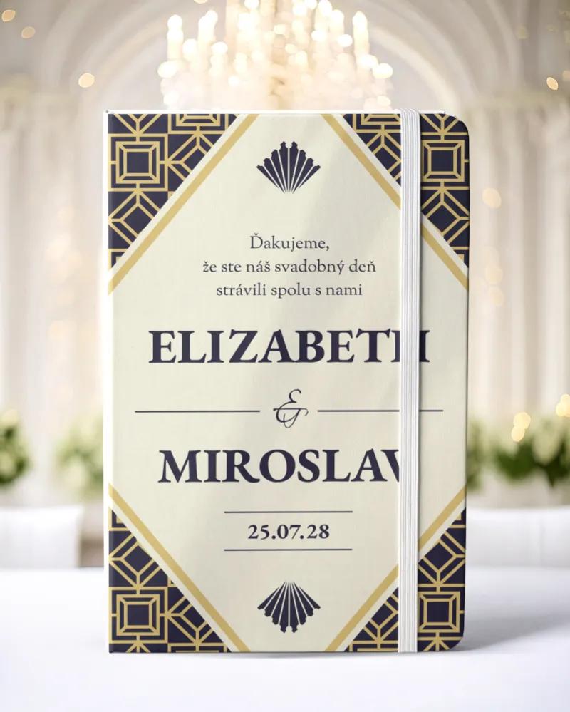 Personalizovaný svadobný zápisník pre hostí - vzor Art Deco 02