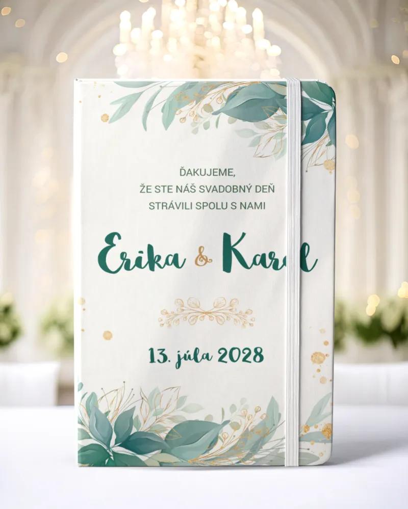 Personalizovaný svadobný zápisník pre hostí - vzor Greenery 02