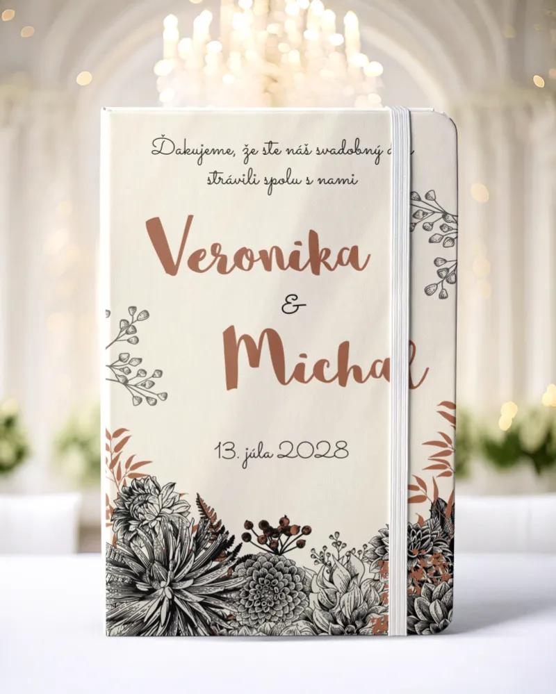 Personalizovaný svadobný zápisník pre hostí - vzor Poľné kvety 03