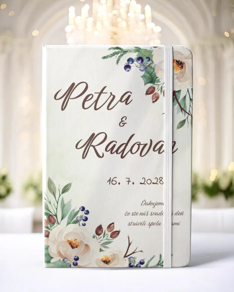 Personalizovaný svadobný zápisník pre hostí - vzor Lesné plody