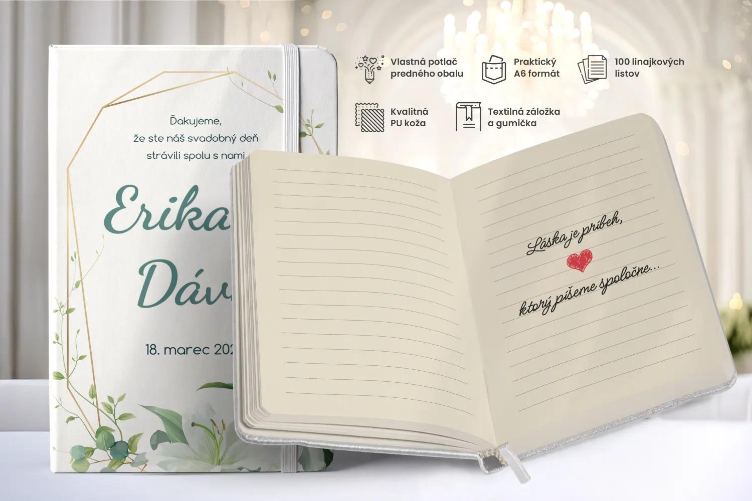 Personalizovaný svadobný zápisník pre hostí - vzor Biele ľalie 1/2