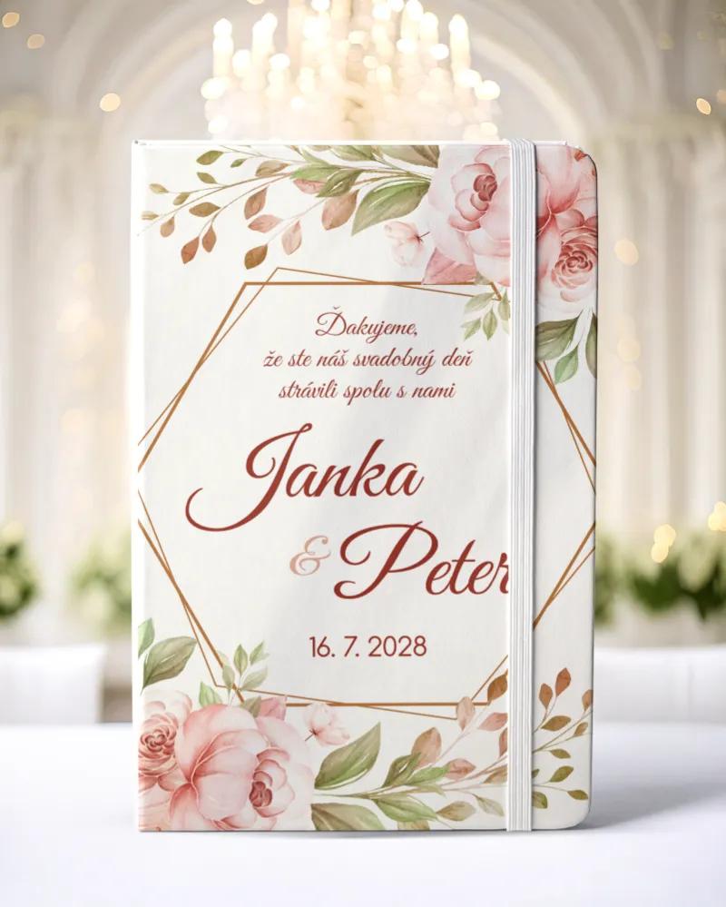 Personalizovaný svadobný zápisník pre hostí - vzor Kvetinový sen