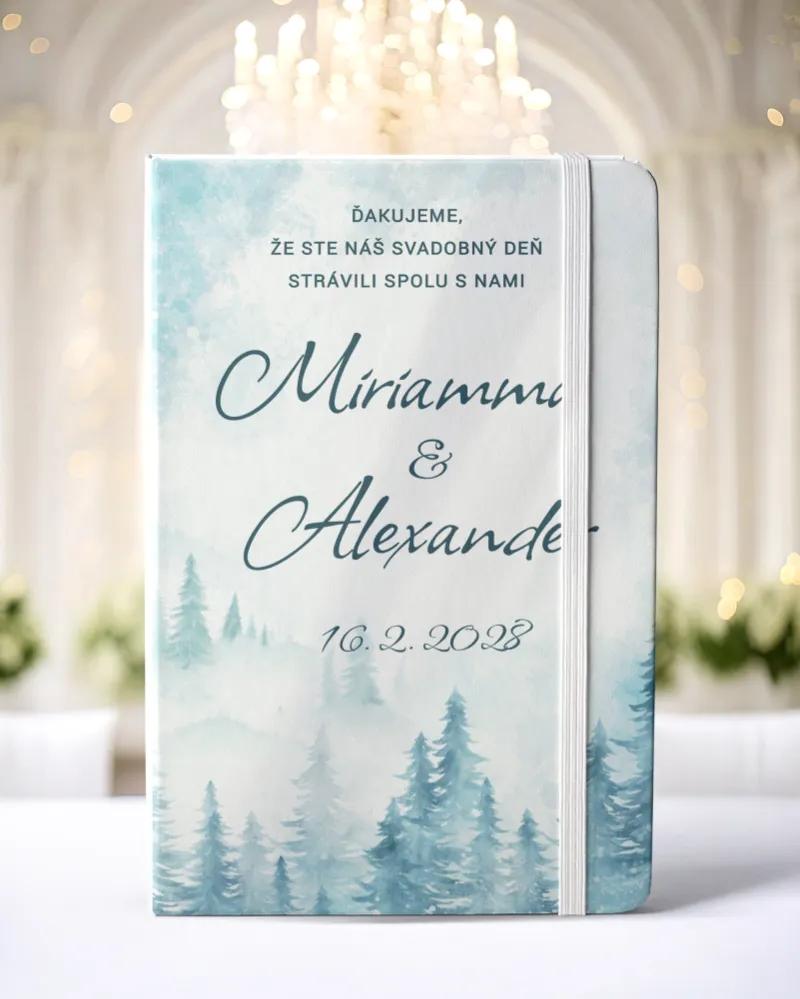 Personalizovaný svadobný zápisník pre hostí - vzor Zimná krajina 01