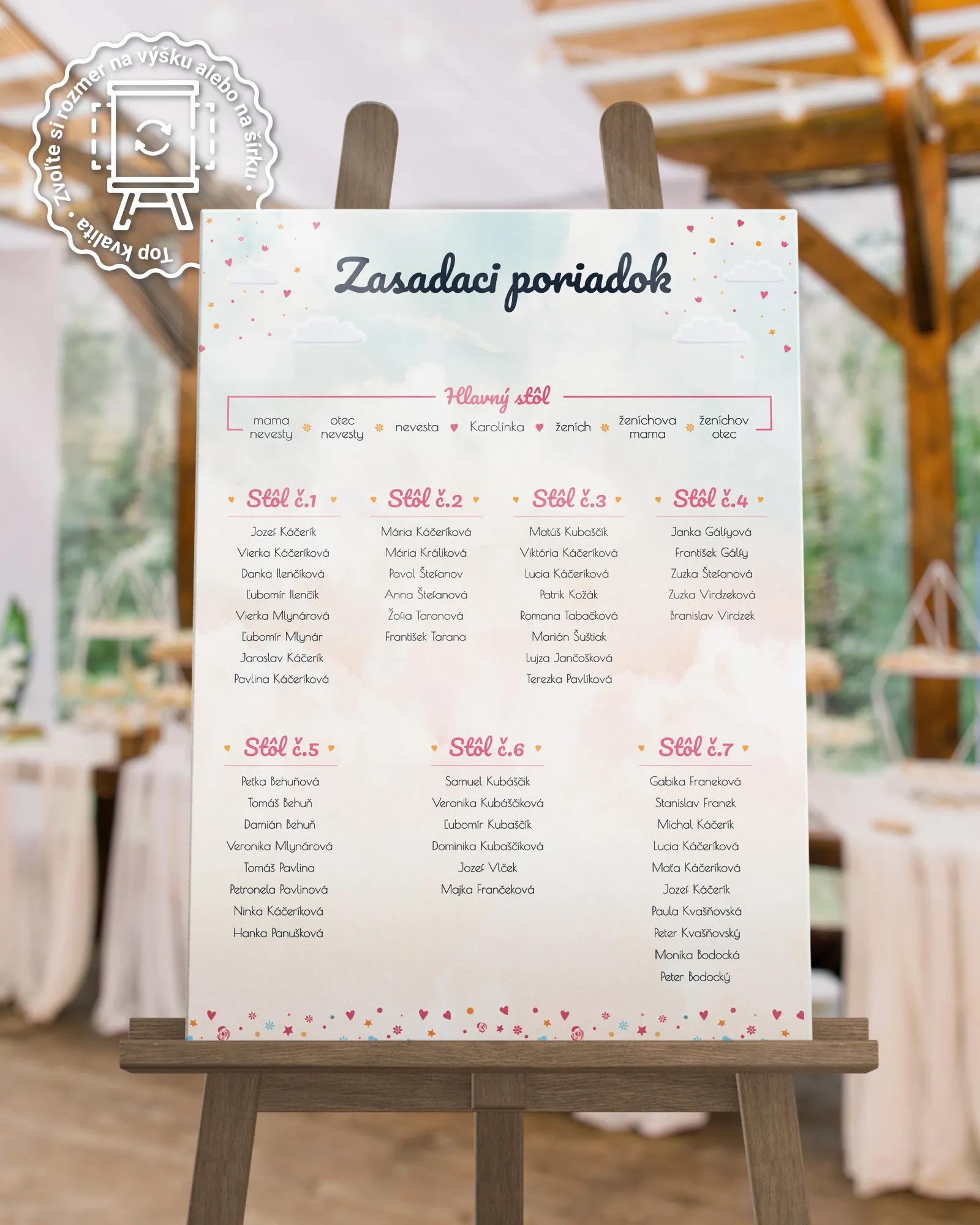 Svadobný zasadací poriadok vzor Zaľúbený pár 02