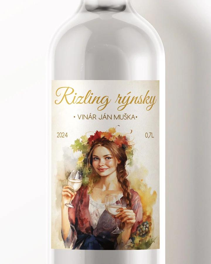 Etikety na víno - motív 49 biele víno