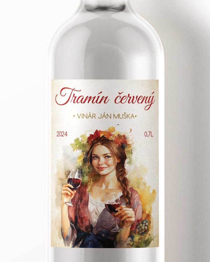 Etikety na víno - motív 49 červene víno