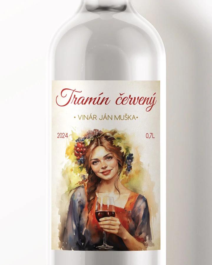 Etikety na víno - motív 50 červené víno
