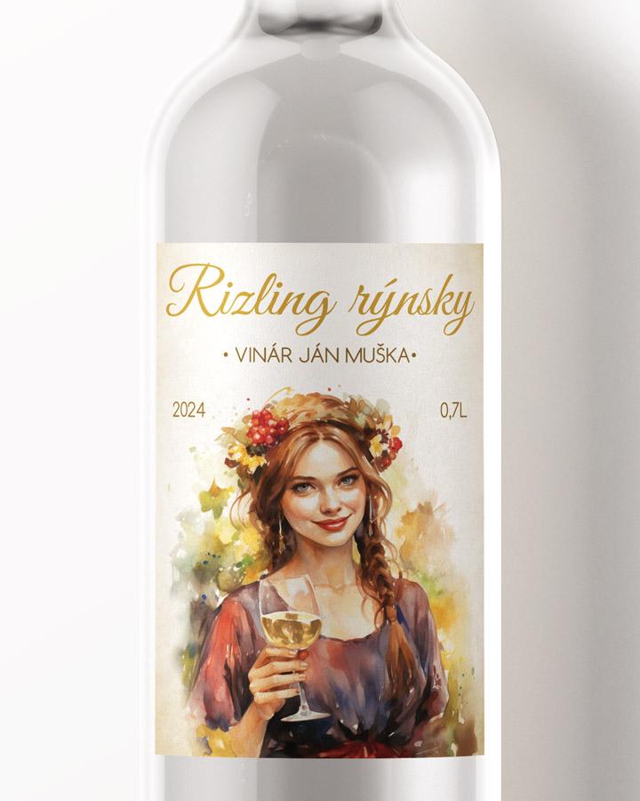 Etikety na víno - motív 52 biele