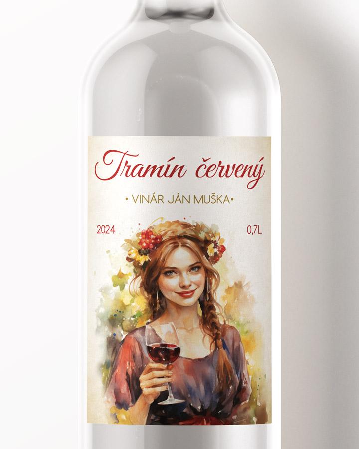 Etikety na víno - motív 52 červené