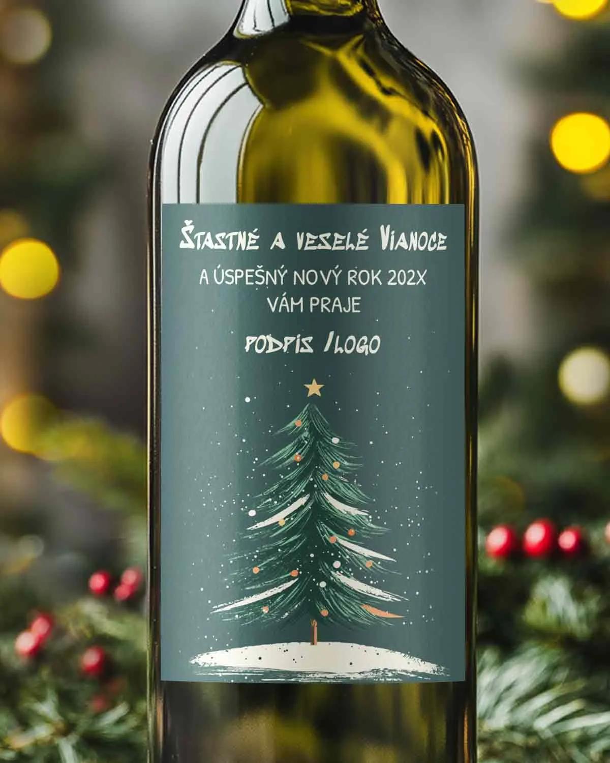 Vianočné etikety na fľaše Zelená elegancia