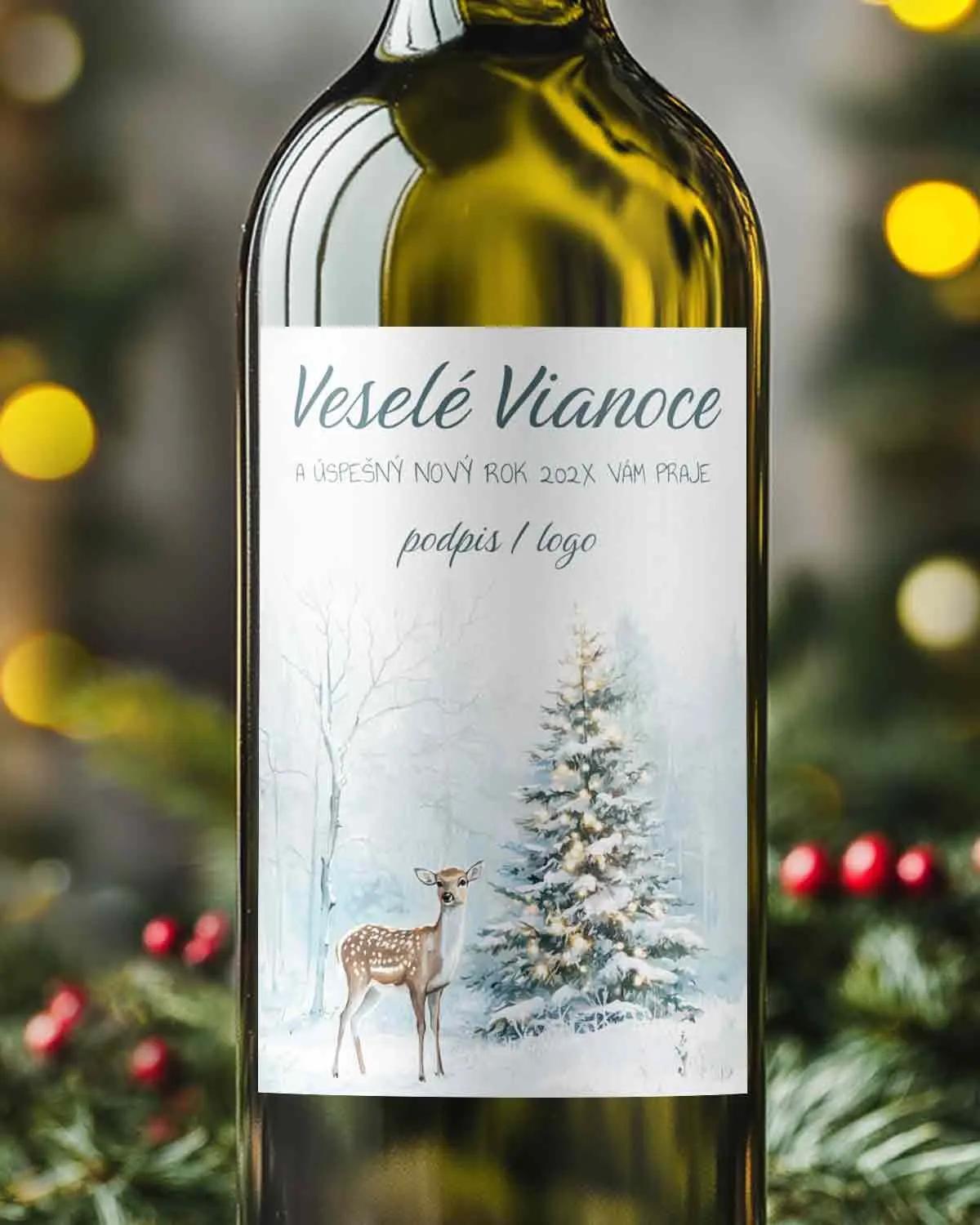 Vianočné etikety na fľaše Pokoj zimného lesa