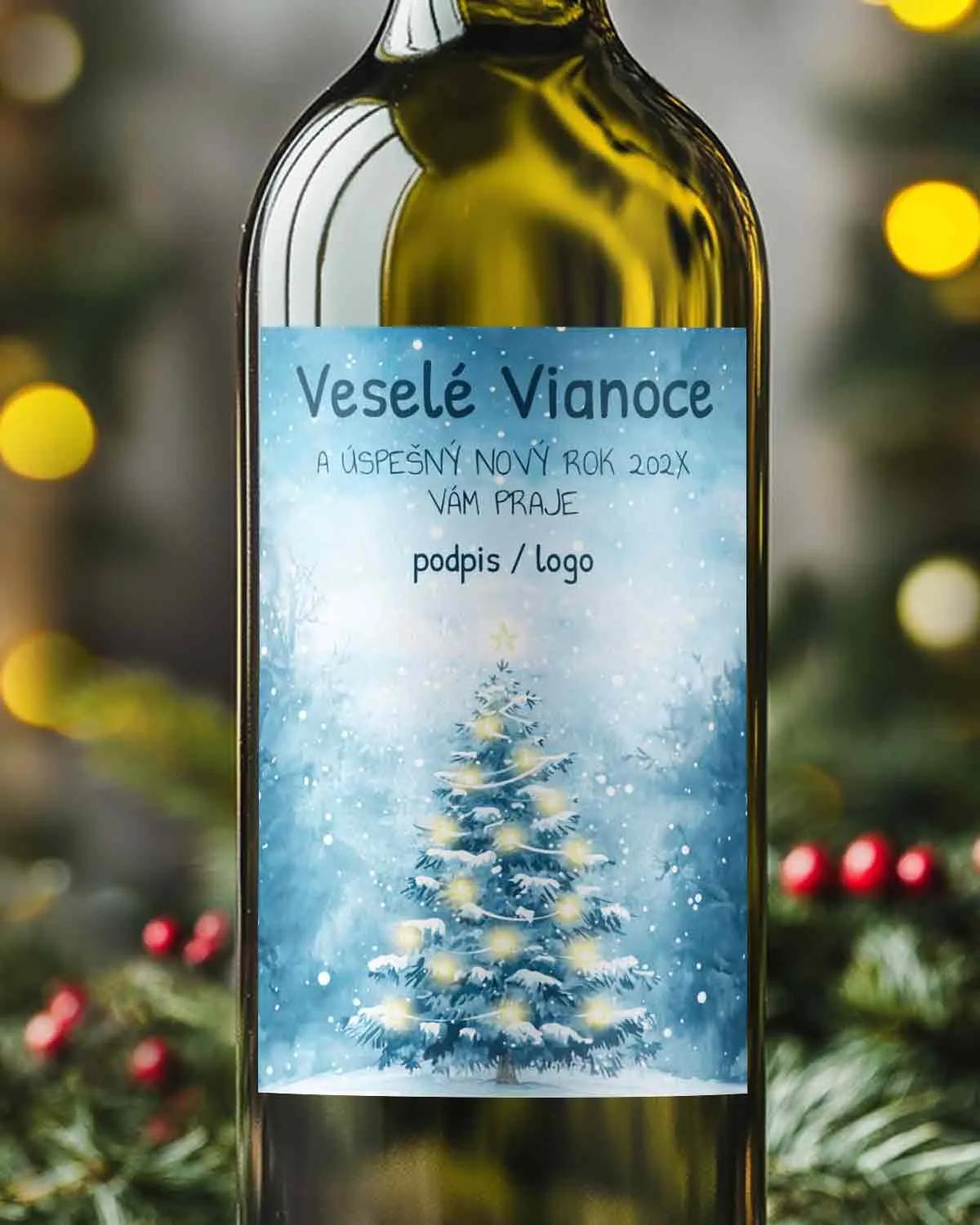 Vianočné etikety na fľaše Zimný lesk
