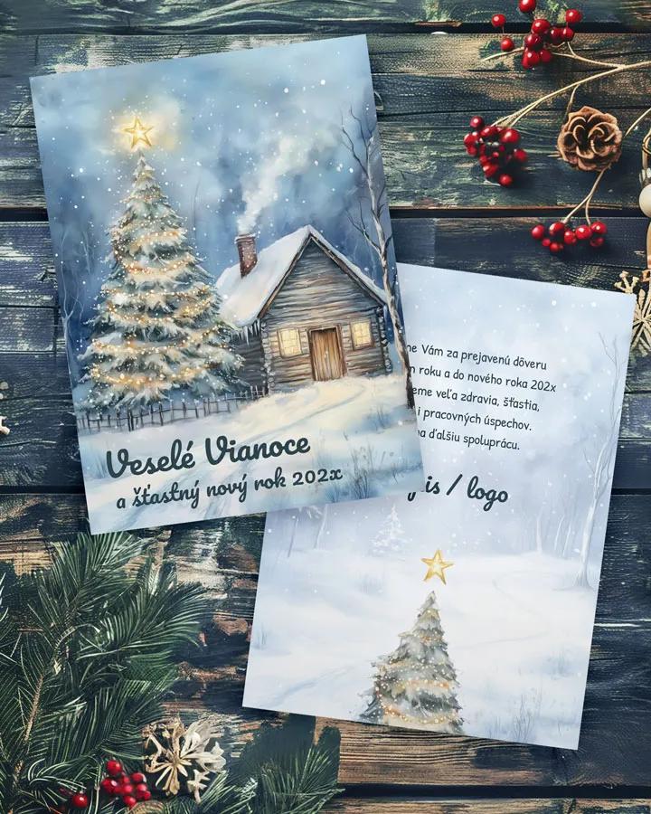Vianočný pozdrav Zimná chatka