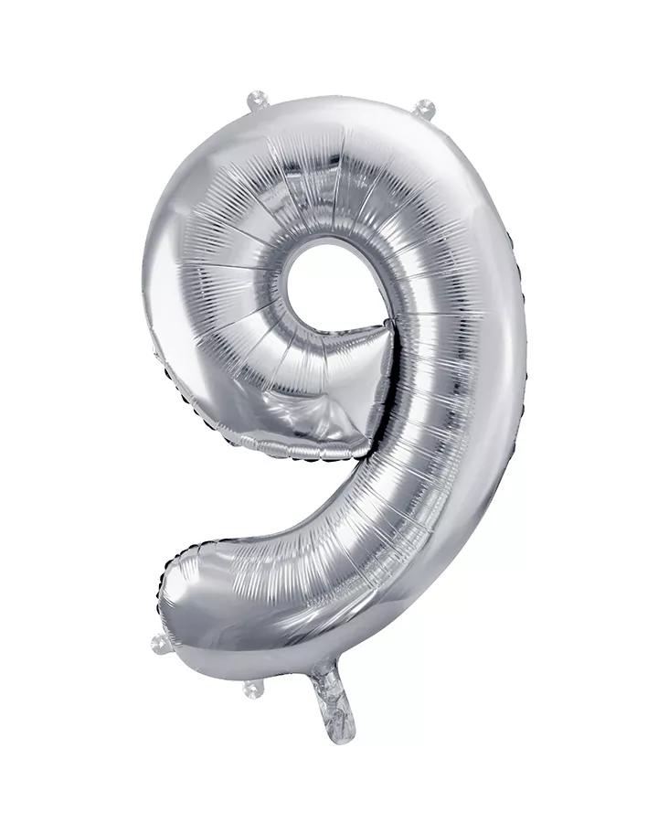 Balón číslo 9 strieborný veľký 86cm