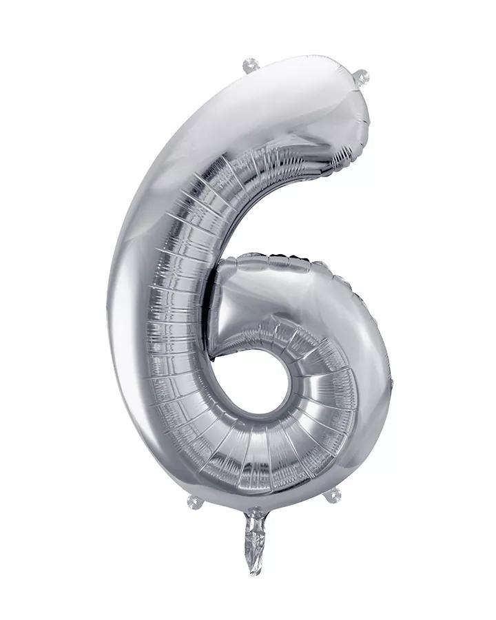 Balón číslo 6 strieborný veľký 86cm