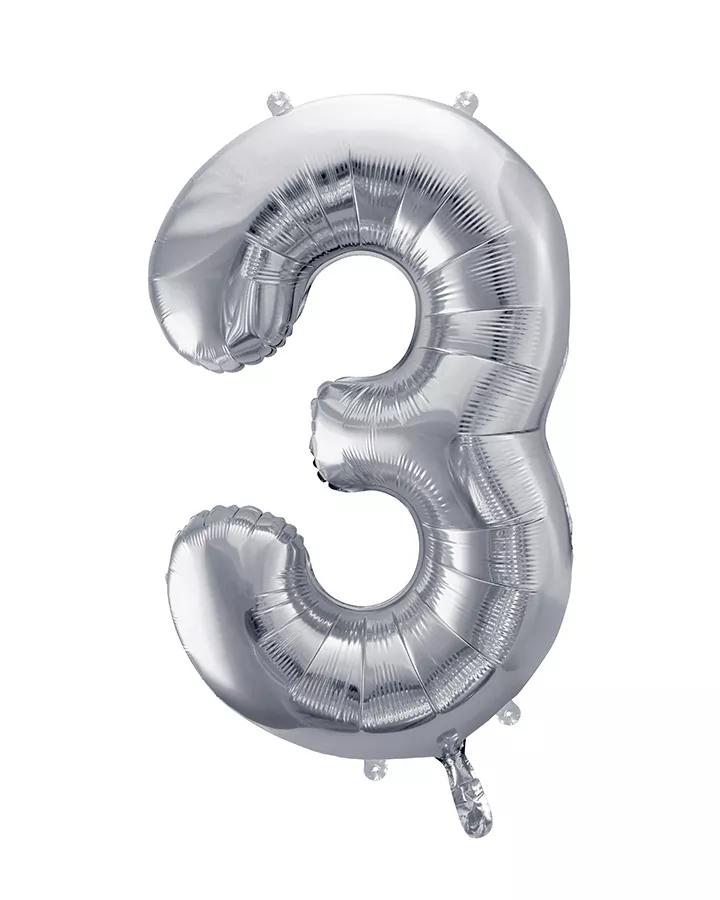 Balón číslo 3 strieborný veľký 86cm