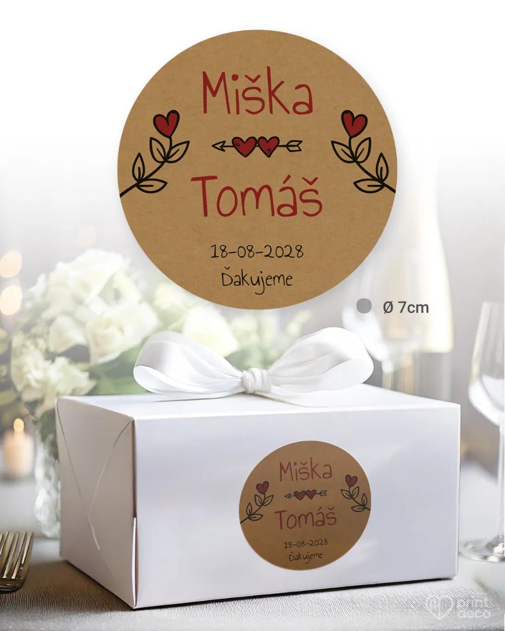 Svadobné samolepky na výslužky Kraft hnedá 2/3
