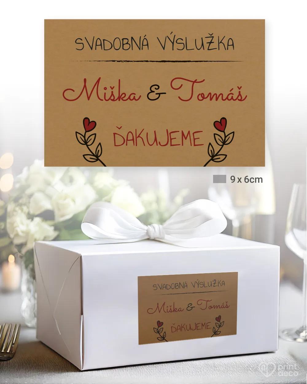 Svadobné samolepky na výslužky Kraft hnedá 1/3