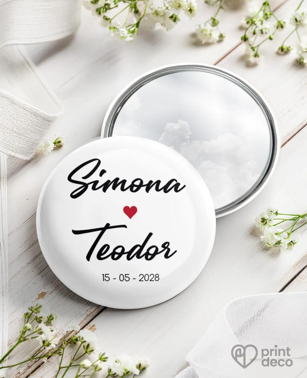 Kovové svadobné zrkadielka – Jedno srdce