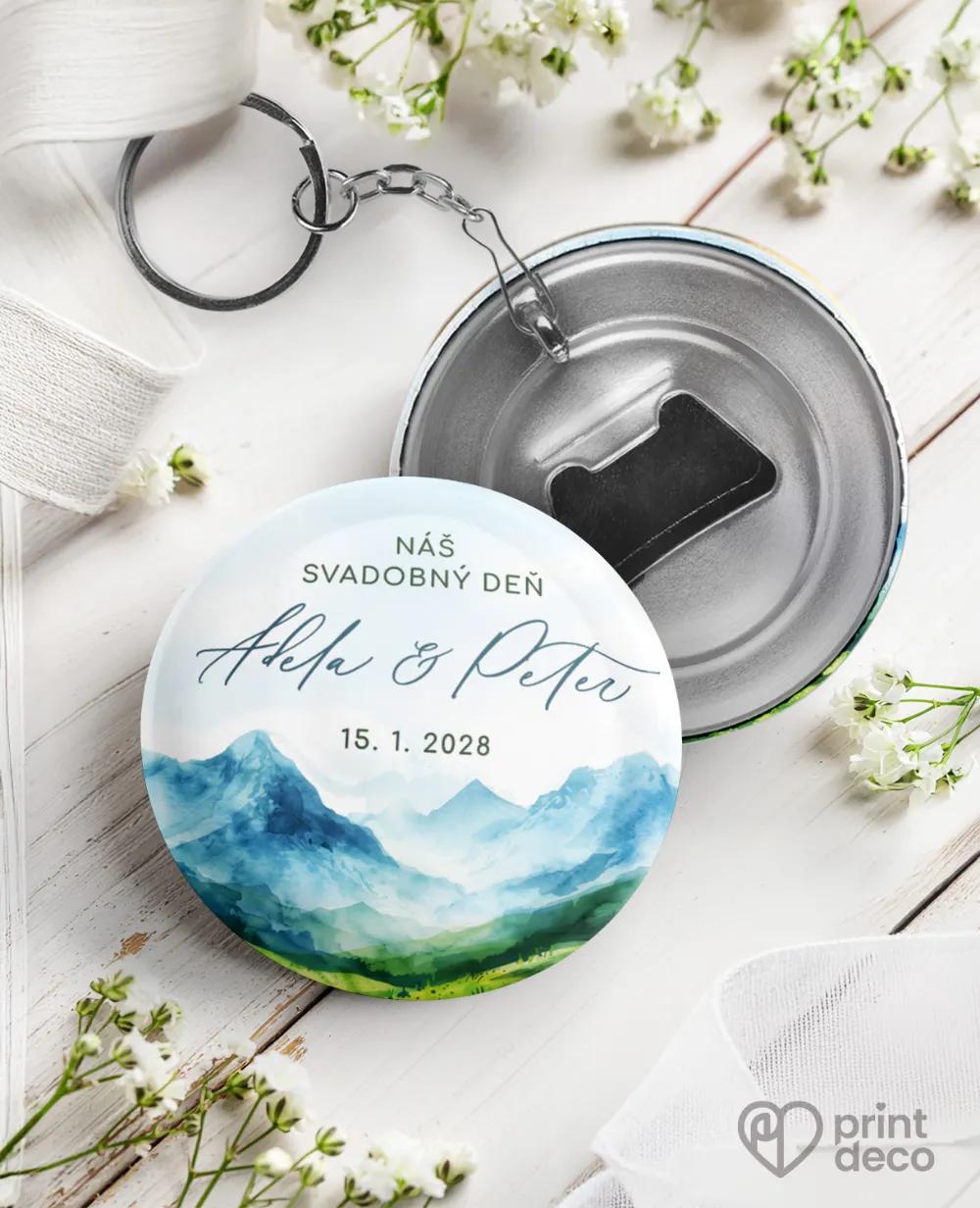 Svadobné kľúčenky s otváračom - Láska z hôr V.