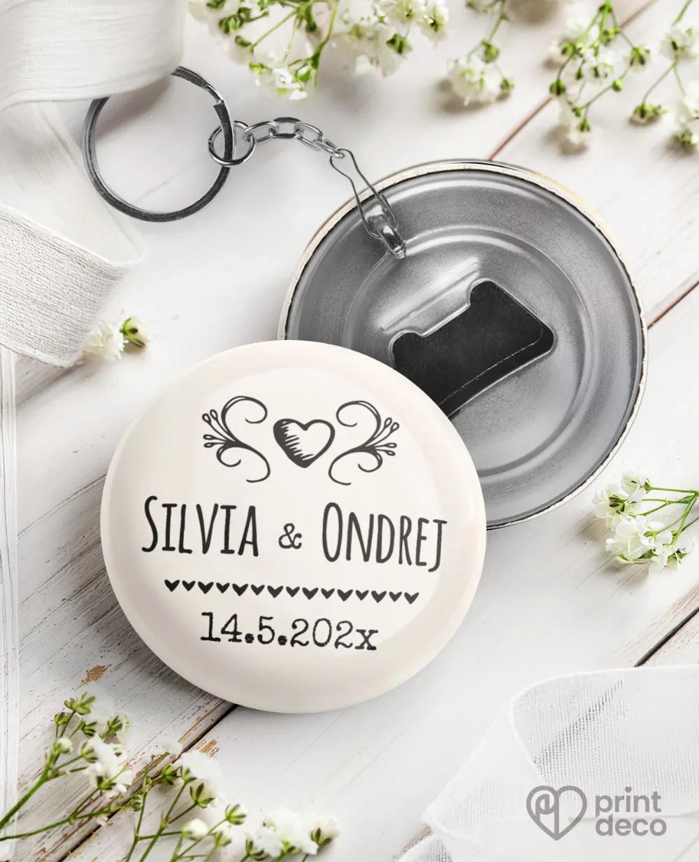 Svadobné kľúčenky s otváračom - Vintage II.