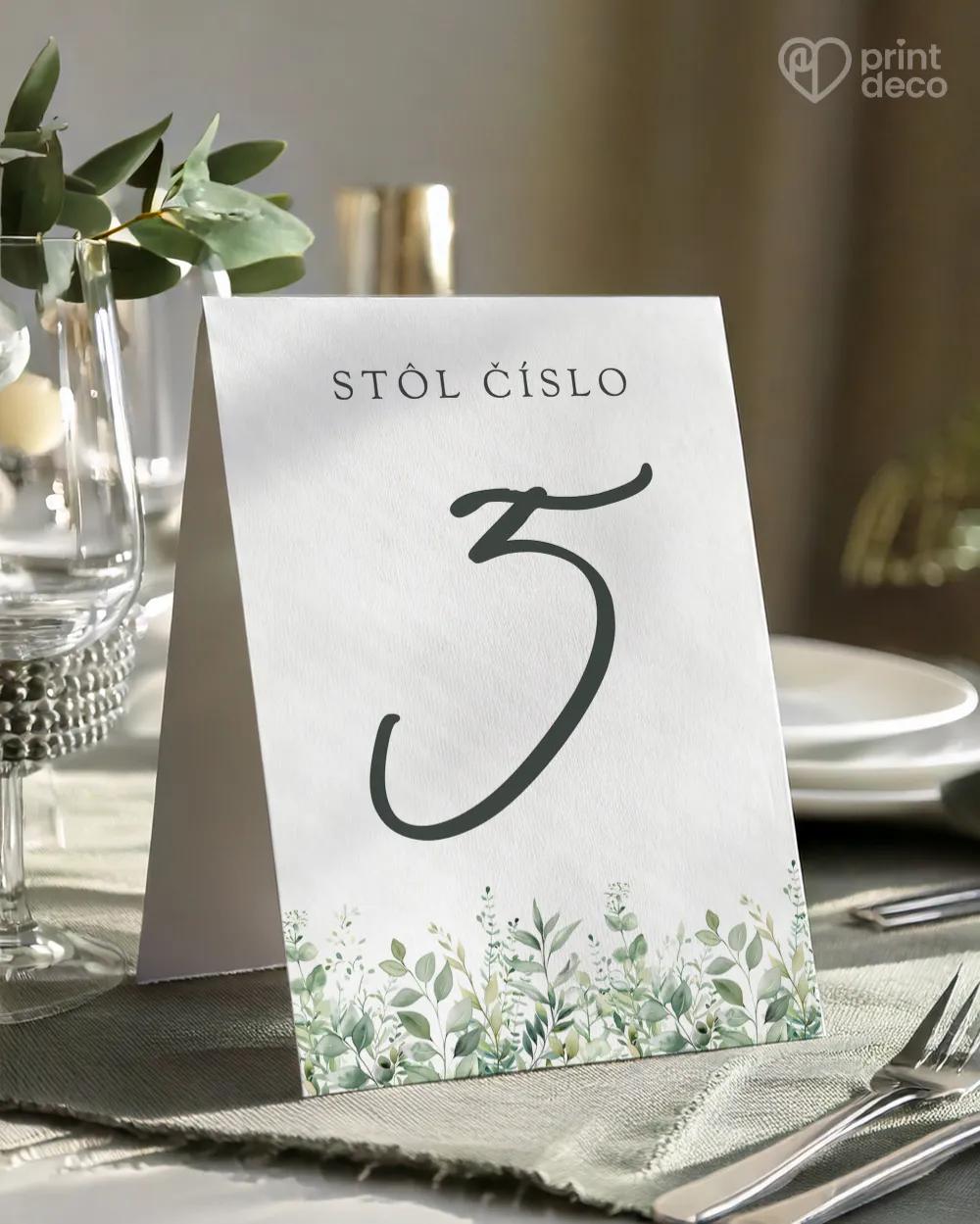 Svadobné číslovanie stolov – Sľub prírody II.