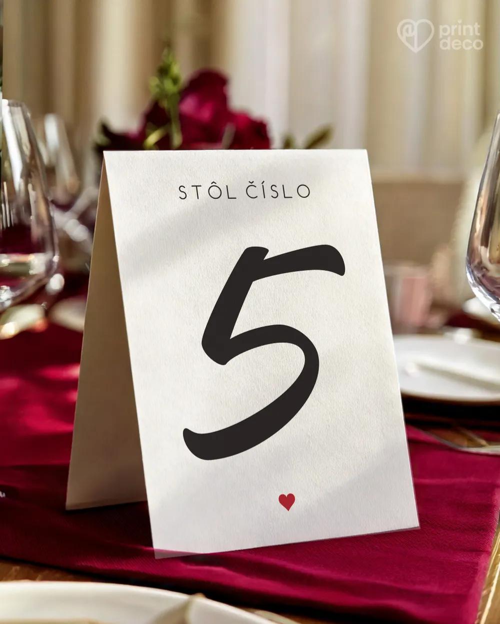Svadobné číslovanie stolov – Jedno srdce