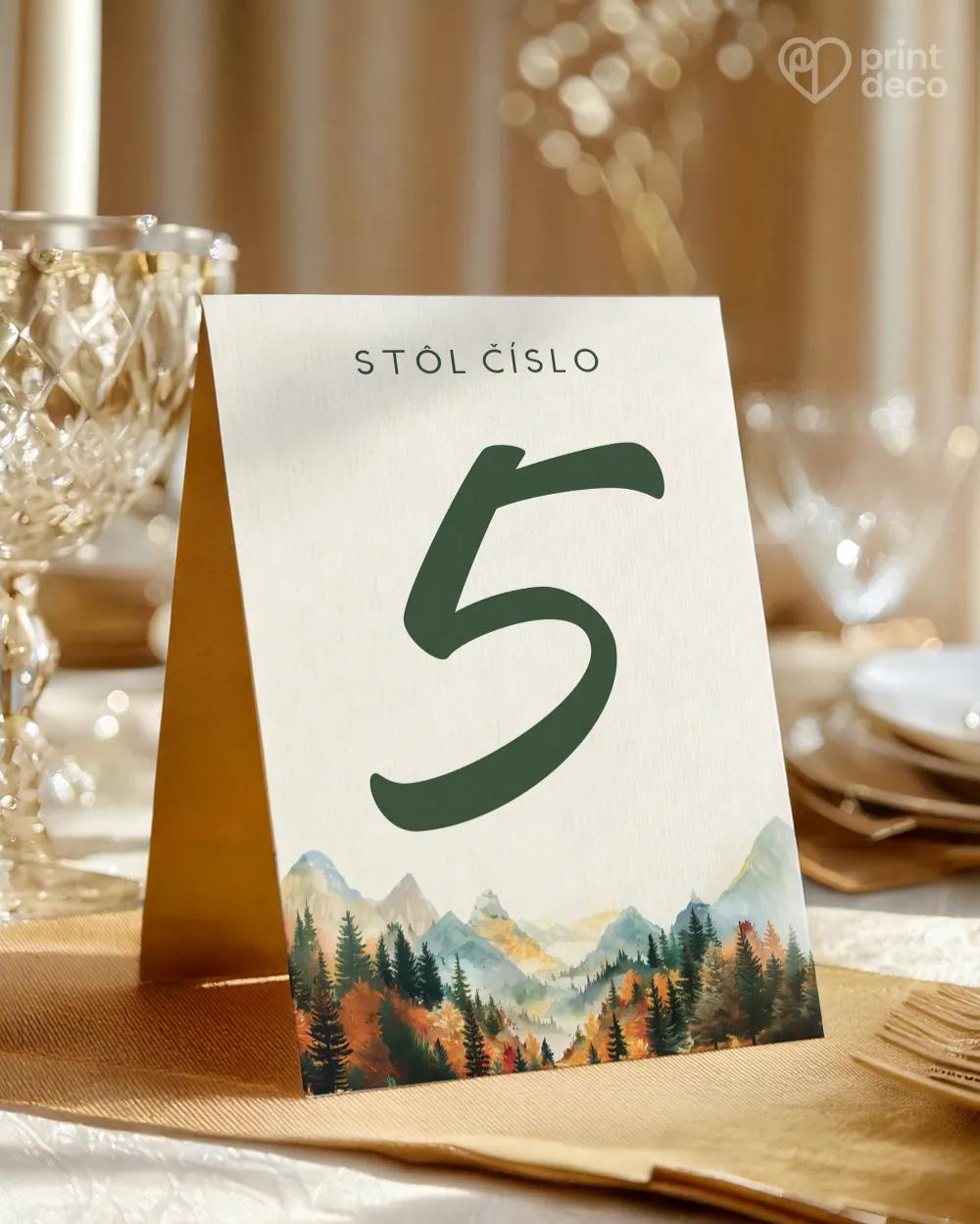 Svadobné číslovanie stolov – Jesenná romanca