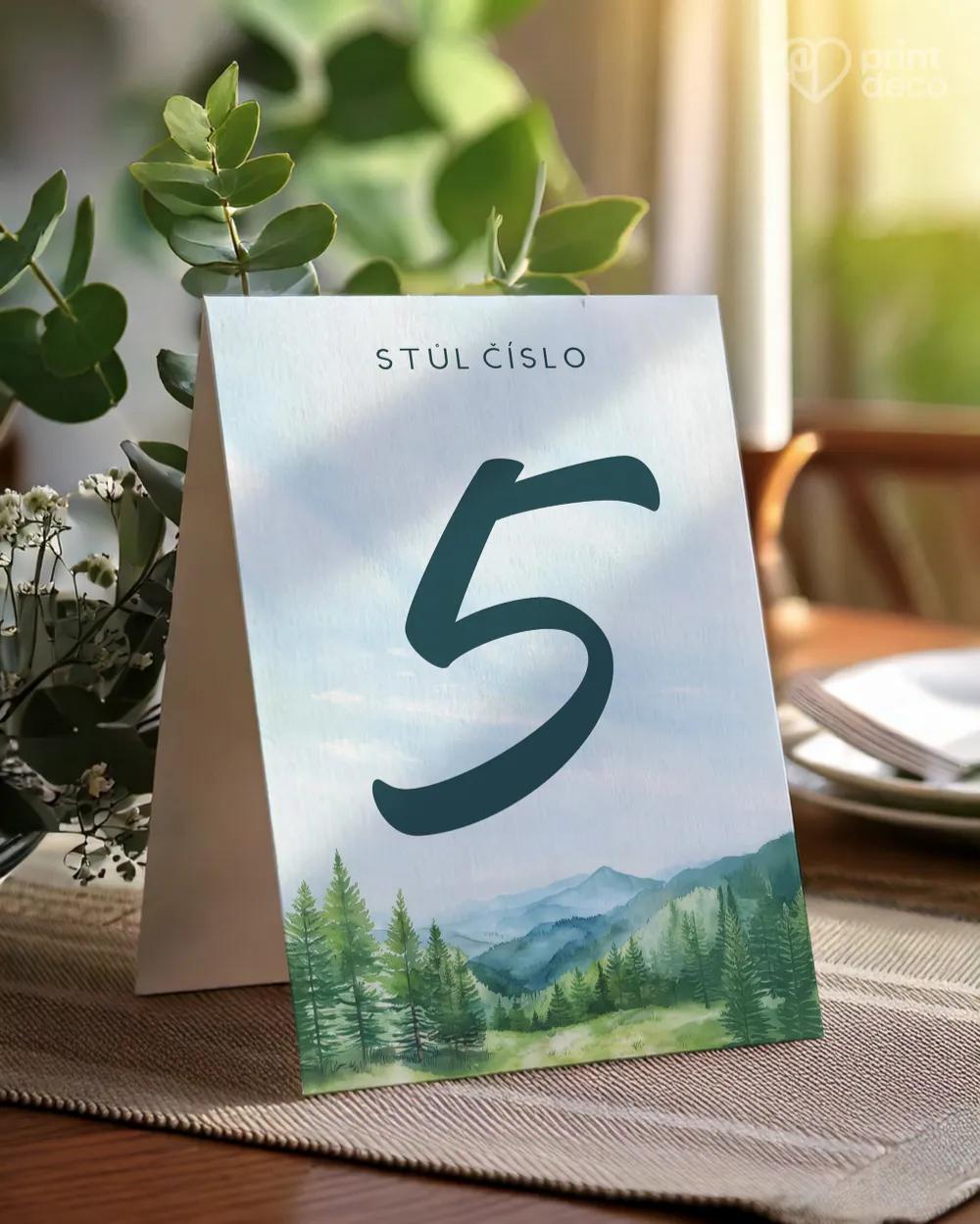 Svadobné číslovanie stolov – Láska z hôr IV.
