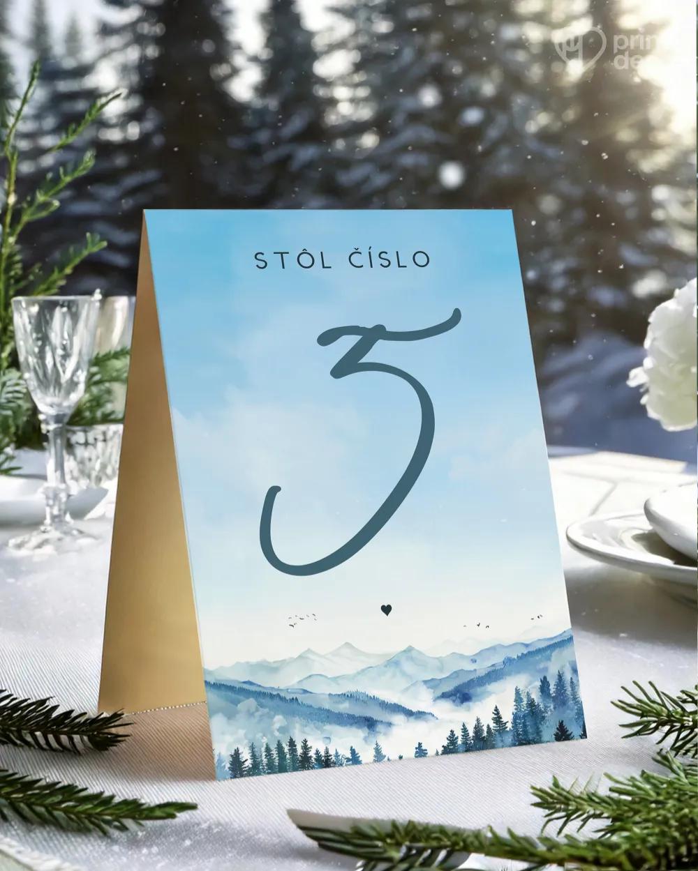 Svadobné číslovanie stolov – Zimné objatie