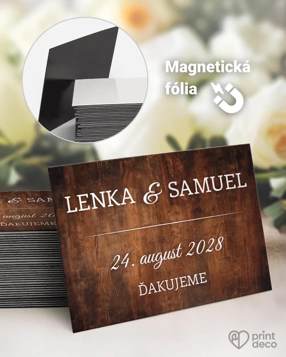 Svadobné magnetky s motívom Drevo (tmavo hnedé)