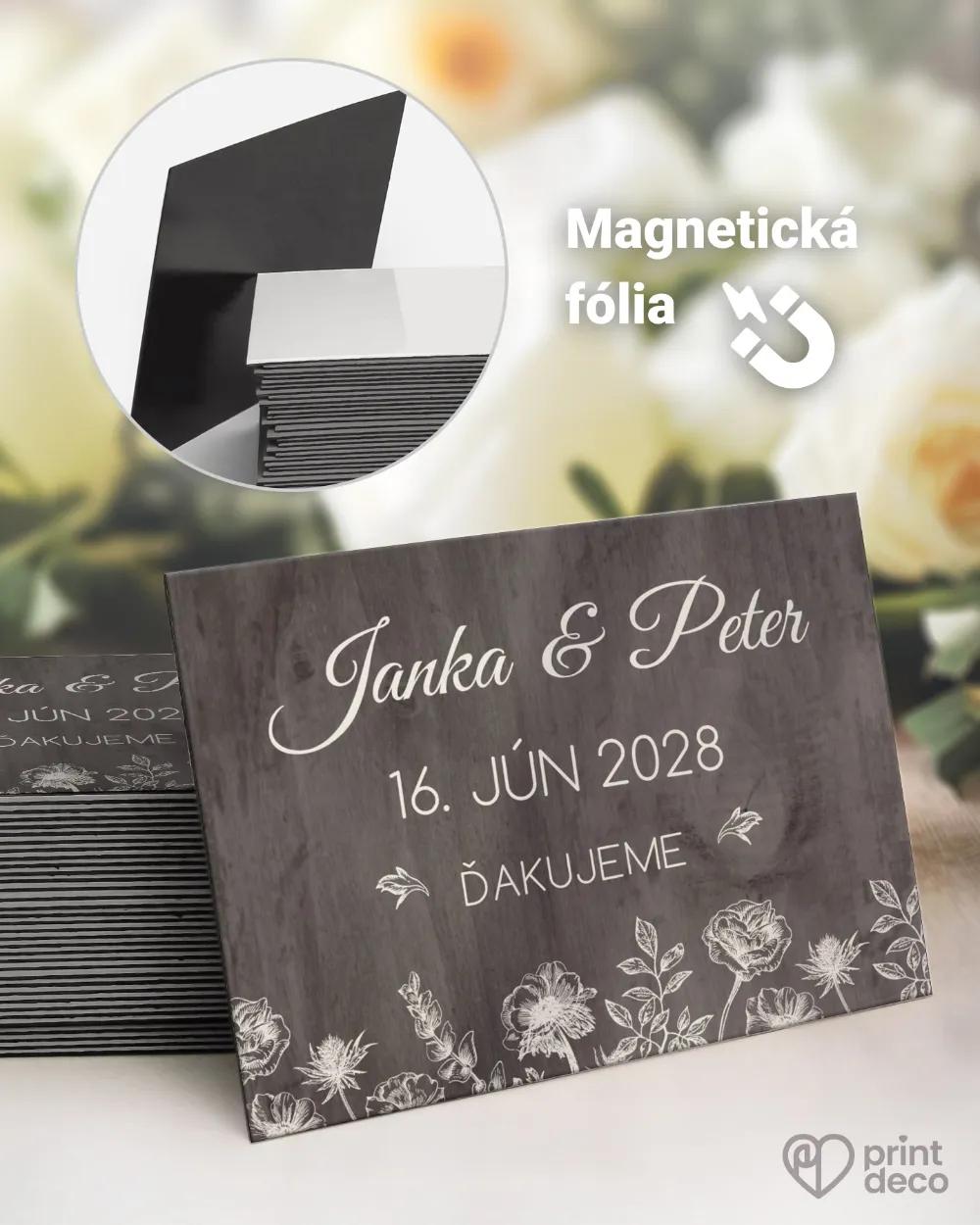 Svadobné magnetky s tmavým motívom poľné kvety