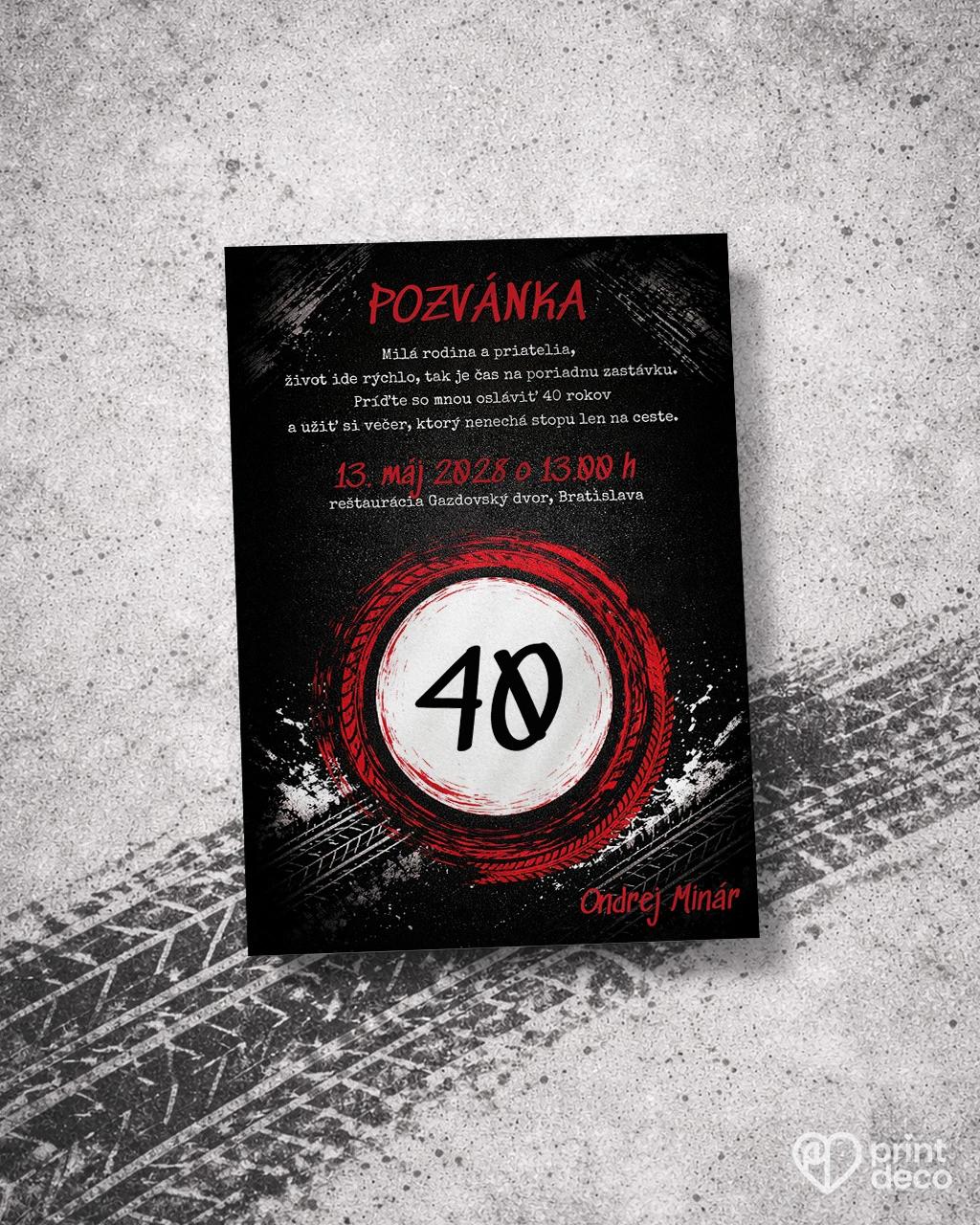 Pozvánka na narodeniny pre motorkára 08 1/2