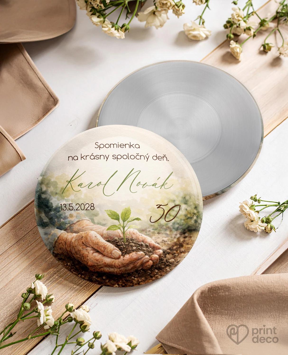 Pamätné kruhové magnetky z oslavy pre záhradkára 02