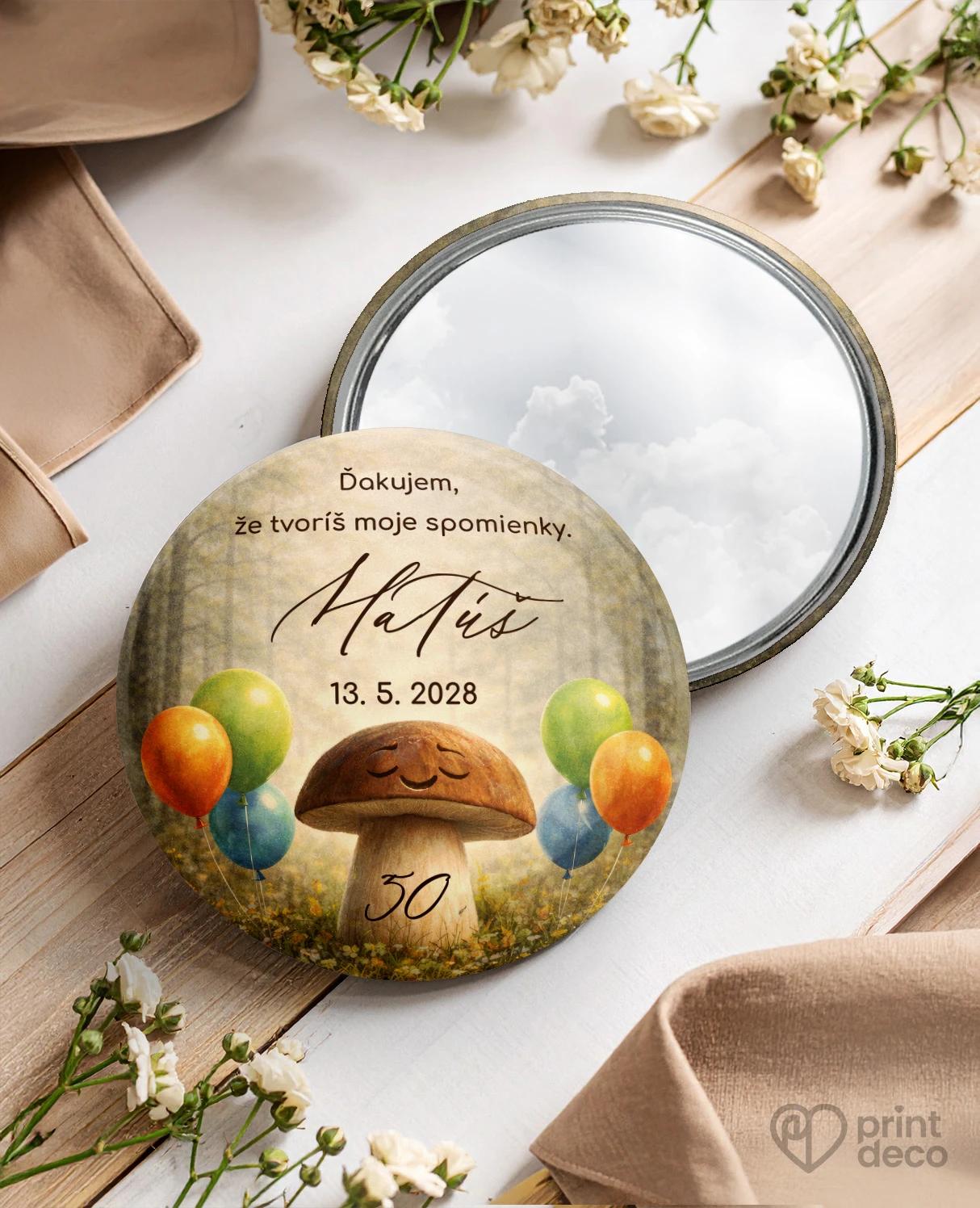 Pamätné kruhové zrkadielka z oslavy pre hubára 06