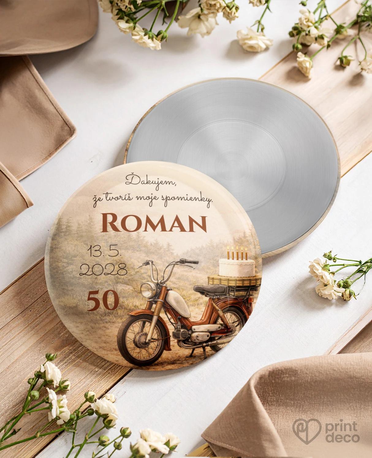 Pamätné kruhové magnetky z oslavy pre motorkára 02