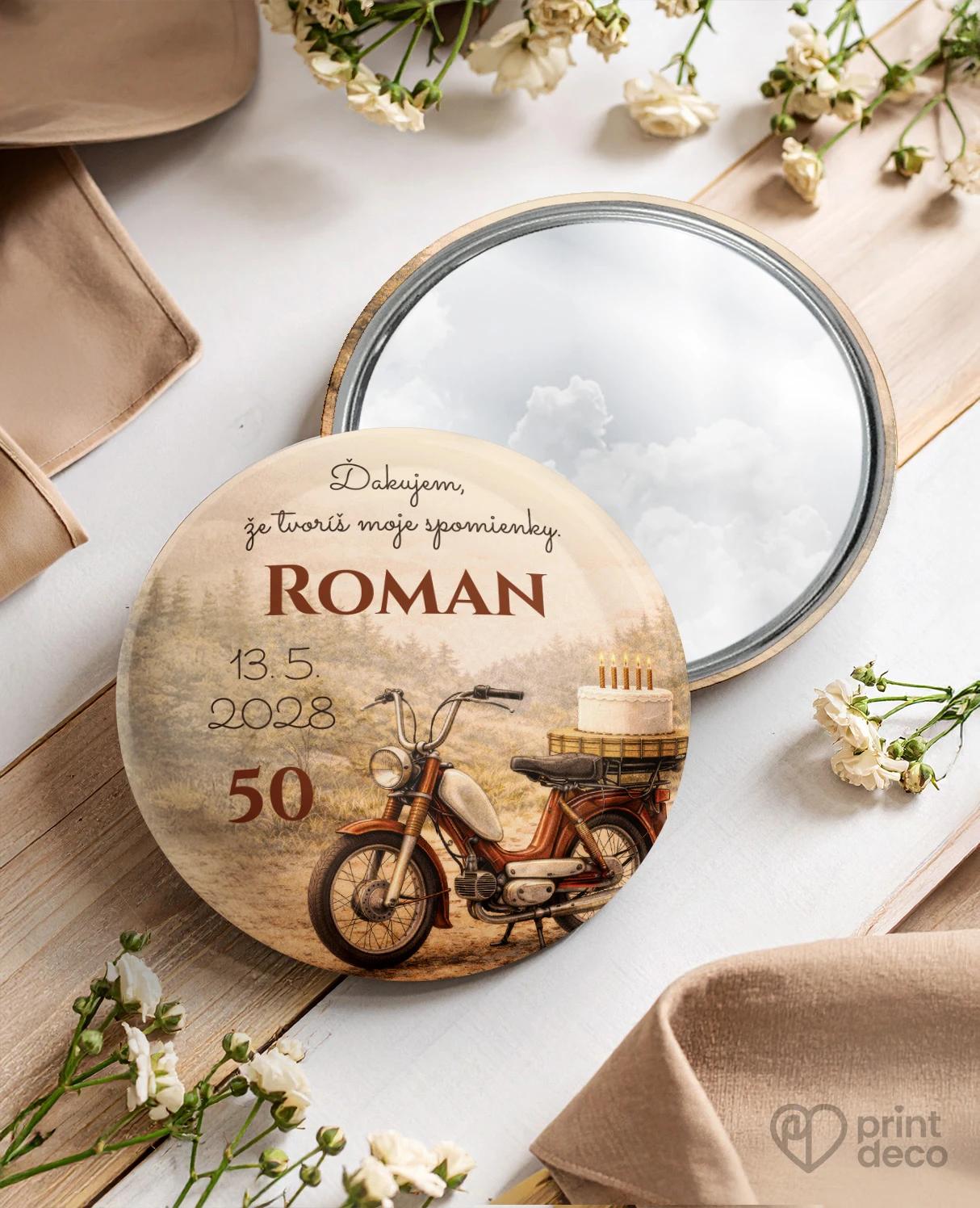 Pamätné kruhové zrkadielka z oslavy pre motorkára 02