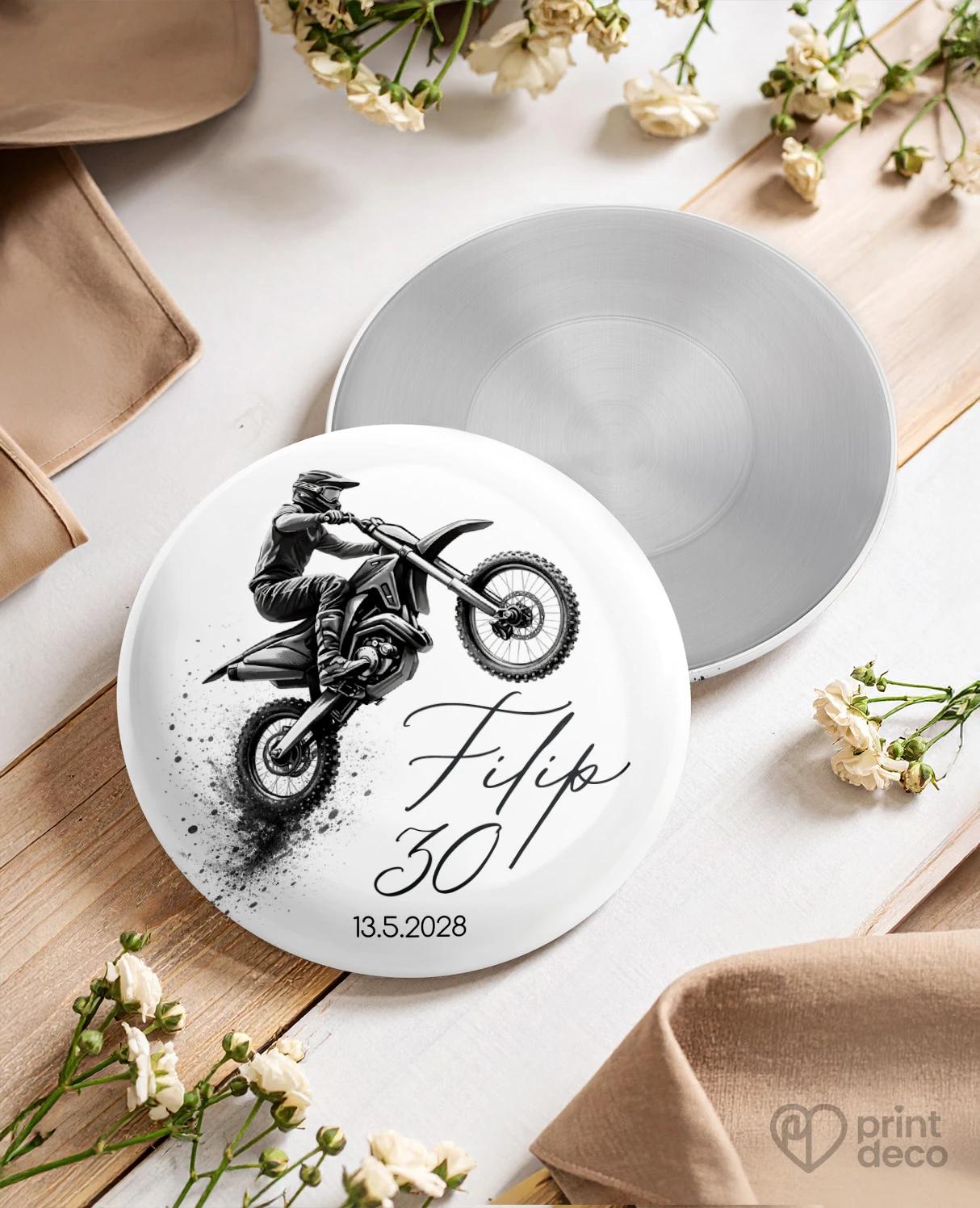 Pamätné kruhové magnetky z oslavy pre motorkára 04