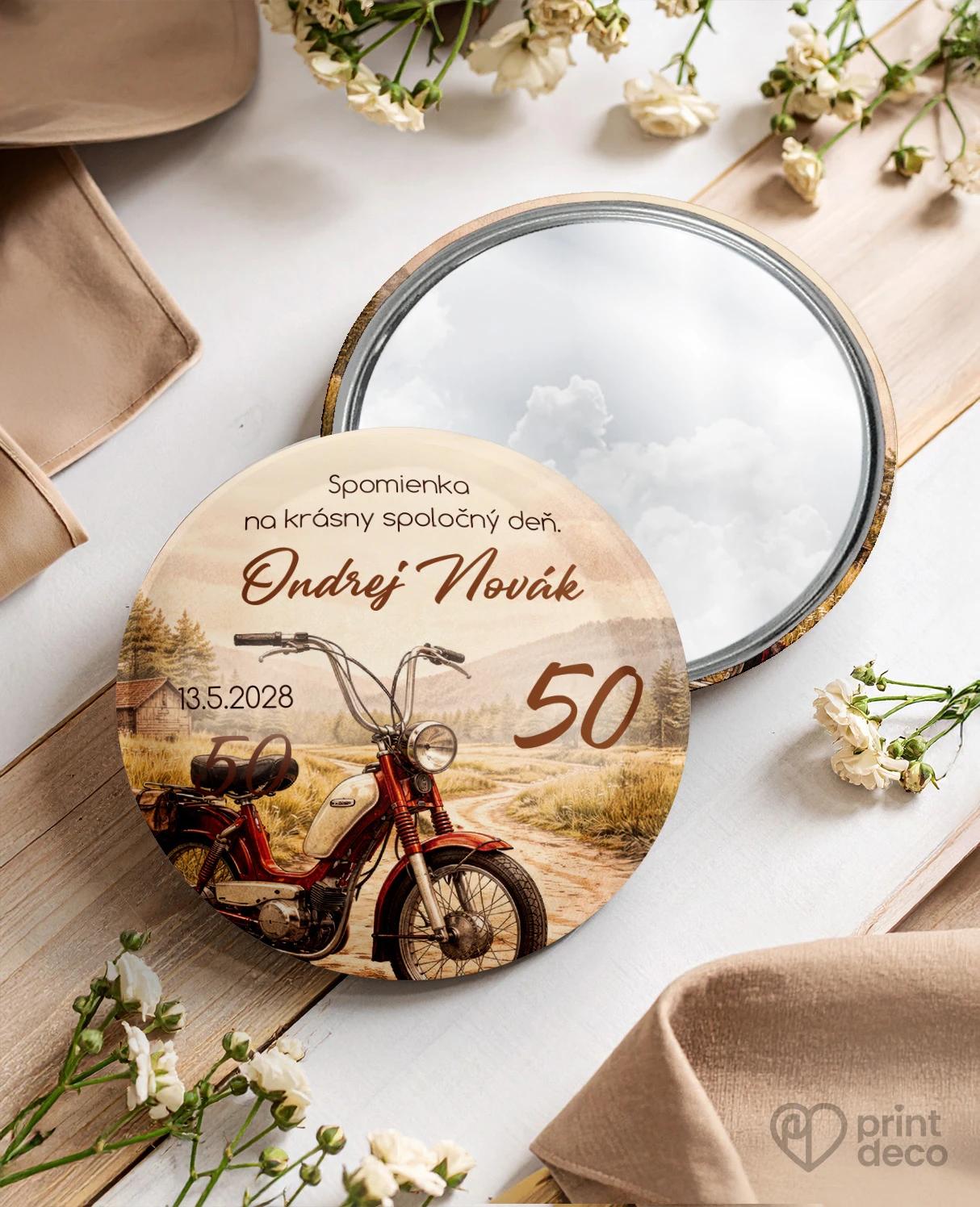 Pamätné kruhové zrkadielka z oslavy pre motorkára 06
