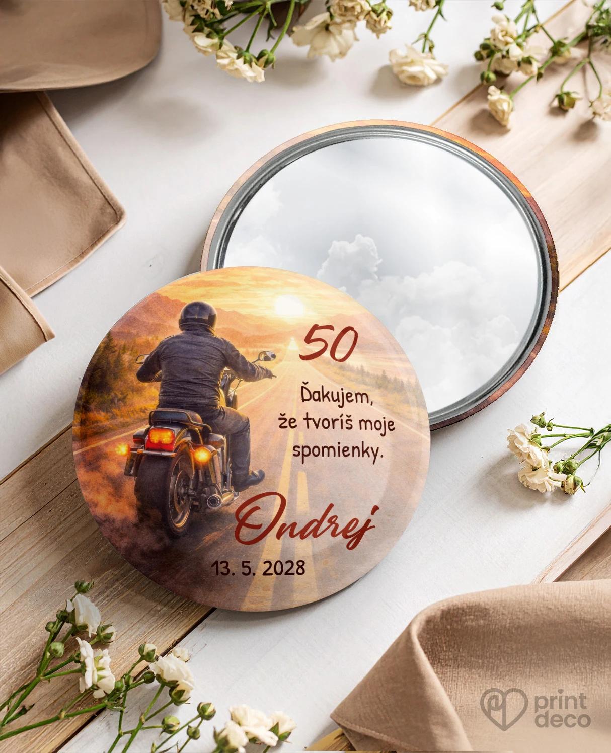 Pamätné kruhové zrkadielka z oslavy pre motorkára 09