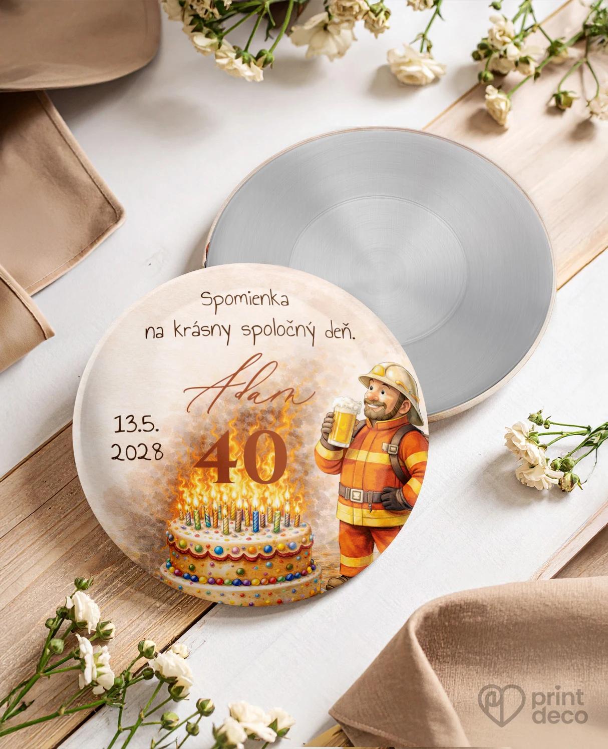 Pamätné kruhové magnetky z oslavy pre hasiča 01