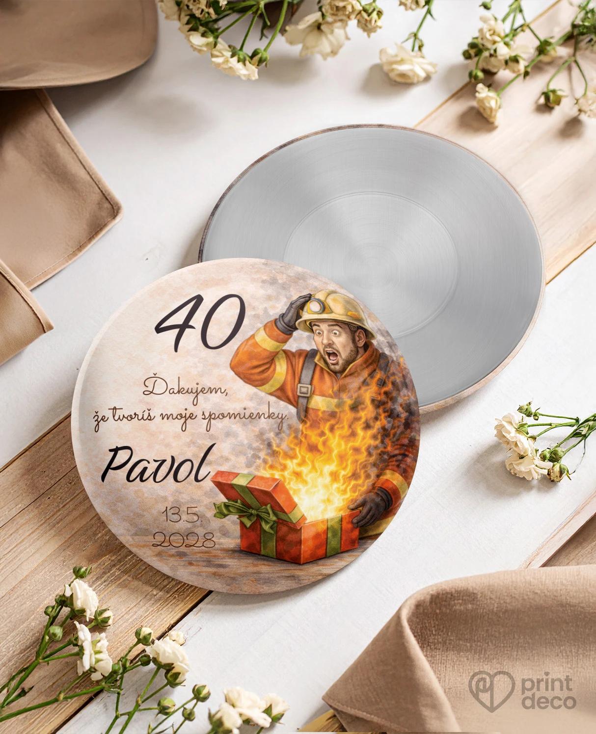Pamätné kruhové magnetky z oslavy pre hasiča 02