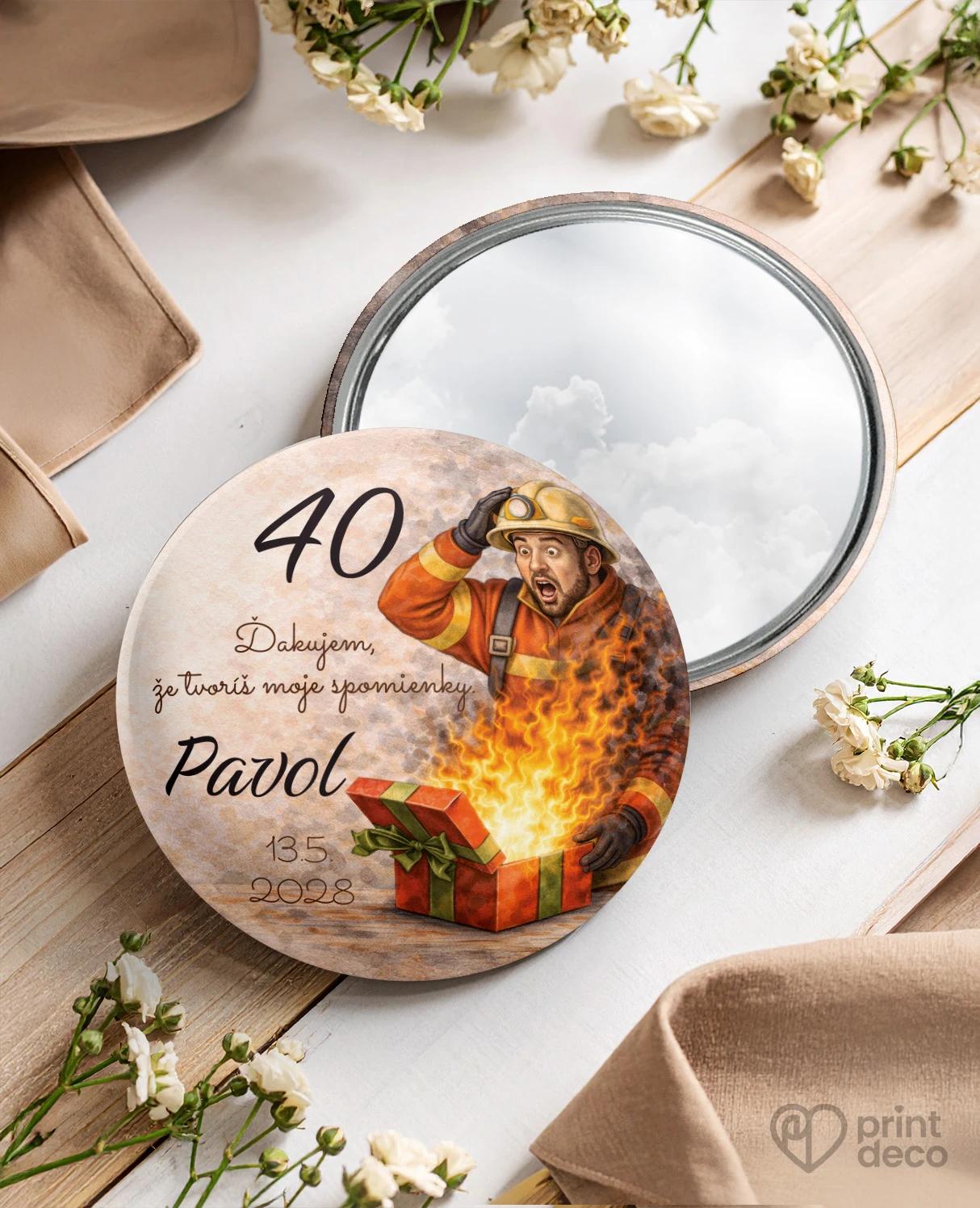Pamätné kruhové zrkadielka z oslavy pre hasiča 02