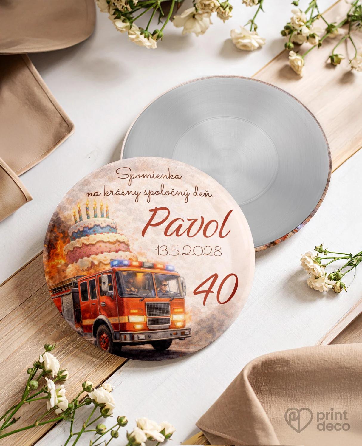 Pamätné kruhové magnetky z oslavy pre hasiča 03